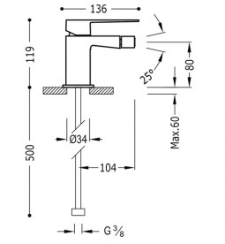 Смеситель для биде Tres Slim-Tres однорычажный хром 20212001