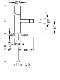Змішувач для біде Tres Study colors одноважільний помаранчевий 06112001TNA