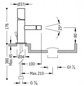 Смеситель для биде Tres Study-Tres однорычажный с донным клапаном хром 26112001D