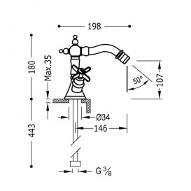 Змішувач для біде Tres Tres-Clasic двовентильний зістарена латунь 24212202LV