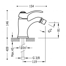 Змішувач для біде Tres Tres-Clasic одноважільний сталь 24212001AC