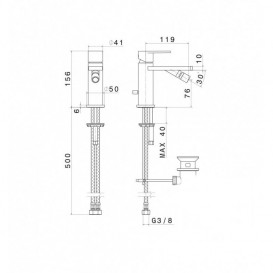 Смеситель для биде Vema Plavis с донным клапаном хром V01070B0010