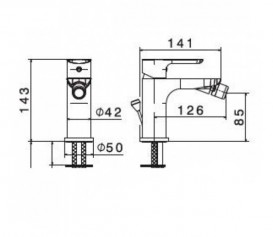 Смеситель для биде Vema Slate с донным клапаном хром V14070B0010