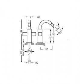 Смеситель для биде вертикальный двухвентильный Tres Cuadro-Tres хром 108124