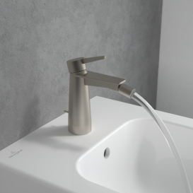 Змішувач для біде Villeroy & Boch Conum із донним клапаном матовий нікель TVB12700100064