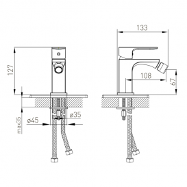 Смеситель для биде Volle De la Noche однорычажный черный 10-40-5100-black