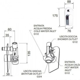 Змішувач для душа Daniel Diva прихованого монтажу хром DV612CR