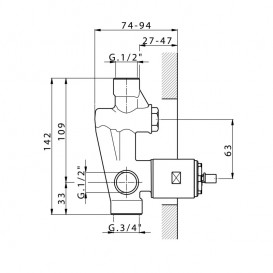Змішувач для душу Devit Art прихованого монтажу одноважільний з перемикачем на 2 користувача латунь чорний матовий 1502X140B