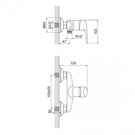 Смеситель для душа Devit Giran однорычажный латунь хром 33190128