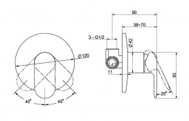 Змішувач для душу Devit Soul прихованого монтажу одноважільний хром 11817149