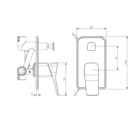 Змішувач для душу Devit Up прихованого монтажу одноважільний з перемикачем на 2 користувача латунь чорний матовий 810X7120B