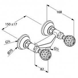 Смеситель для душа двухвентильный KLUDI ADLON ручки хрусталь латунь хром 5161005G5