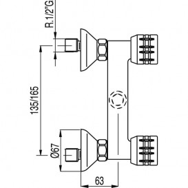 Смеситель для душа двухвентильный Tres Ese-23 с ручным душем хром 123167