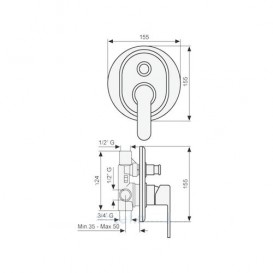 Смеситель для душа Emmevi Nefer скрытого монтажа хром/чёрный NEO77019