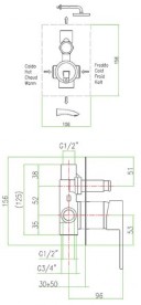 Змішувач для душа Fiore Kube прихованого монтажу чорний матовий 100NN7517