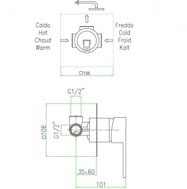 Змішувач для душа Fiore Kube прихованого монтажу чорний матовий 100NN7515