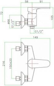Смеситель для душа Fiore Kyma однорычажный латунь хром 75CR6511