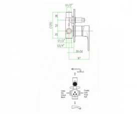 Змішувач для душа Fiore Kyma прихованого монтажу змішувач хром 75CR6517