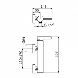 Смеситель для душа GRB Axis однорычажный с душевой лейкой и стойкой черный 74328742