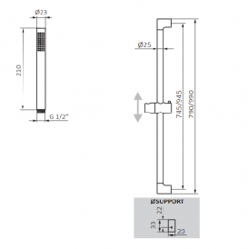 Змішувач для душа GRB Axis одноважельний з душовою лійкою і стійкою хром 74328740
