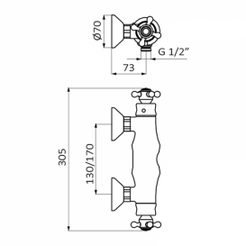 Змішувач для душа GRB Clasica 1866 термостатичний з душовою лійкою состаренная латунь 133199
