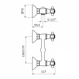 Змішувач для душа GRB Clasica двухвентильний з душовою лійкою зістарена латунь 231199