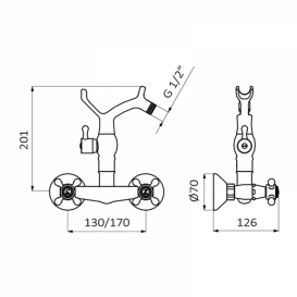 Смеситель для душа GRB Clasica Eco Save двухвентильный с душевой лейкой хром 241190