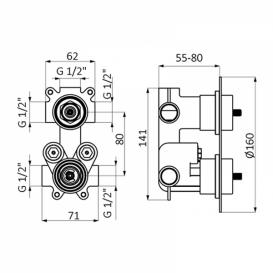 Змішувач для душа GRB Clasica прихованого монтажу термостатичний хром 146190