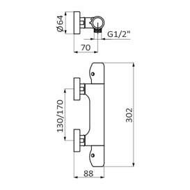 Смеситель для душа GRB E-Plus настенный термостатический с душевой лейкой и стойкой хром 35316350