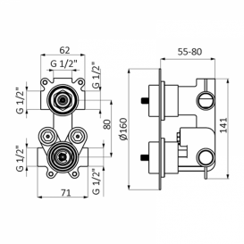 Змішувач для душа GRB E-Plus прихованого монтажу термостатичний хром 35120350
