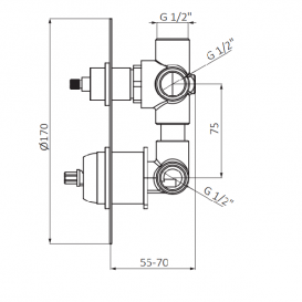 Смеситель для душа GRB E-Plus скрытого монтажа термостатический хром 35135350