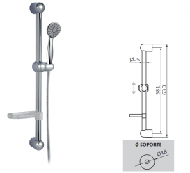 Смеситель для душа GRB Eco Prime однорычажный с душевой лейкой и стойкой хром 15333150