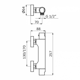 Смеситель для душа GRB Eco Prime термостатический с душевой лейкой хром 134500