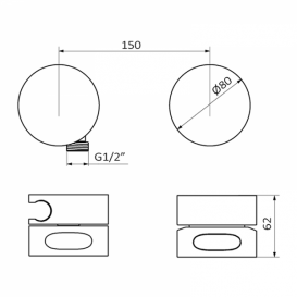Змішувач для душа GRB in Cool Dummy горизонтальний 2/3 з виходом для шланга матове золото 90902007