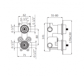 Смеситель для душа GRB Kala скрытого монтажа термостатический хром 132800
