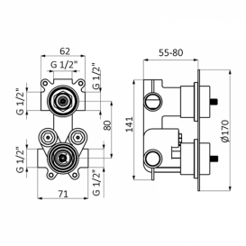 Змішувач для душа GRB Premier термостатичний прихованого монтажу хром 50110500