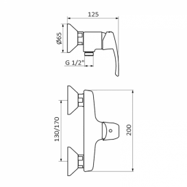 Змішувач для душа GRB Ten Pro c душовою лійкою і стійкою одноважельний хром 10328500