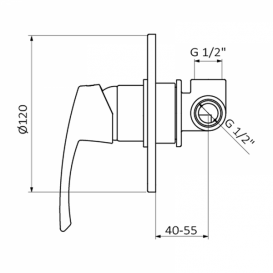 Змішувач для душа GRB Ten Pro прихованого монтажу одноважельний хром 40115500