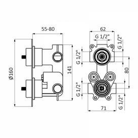 Змішувач для душа GRB Tender прихованого монтажу термостатичний хром 40120400