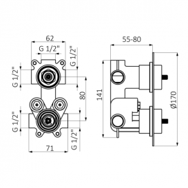 Смеситель для душа GRB Time Black с термостатом 3 потребителя чёрный матовый 47130472