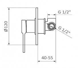 Змішувач для душа GRB Time Black вбудовується чорний матовий 47115472