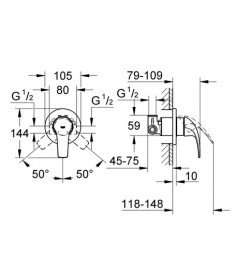 Смеситель для душа Grohe BauCurve встраиваемый однорычажный хром 29044000