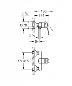 Смеситель для душа Grohe BauEdge однорычажный хром 23636001