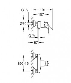 Змішувач для душу Grohe BauFlow одноважільний хром 23755000