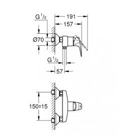 Смеситель для душа Grohe BauFlow однорычажный хром 23755000