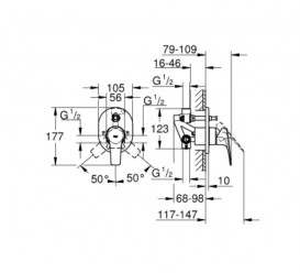 Смеситель для душа Grohe BauFlow встраиваемый однорычажный хром 29045000