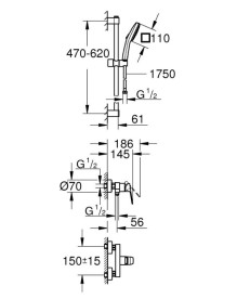 Смеситель для душа Grohe Cubeo с душевым гарнитуром черный матовый 1018252430