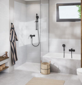 Смеситель для душа Grohe Cubeo с душевым гарнитуром черный матовый 1018252430