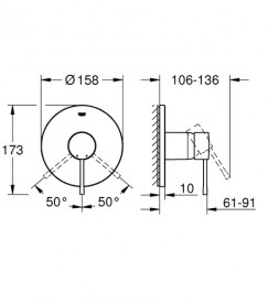 Смеситель для душа Grohe Essence встраиваемый однорычажный на 1 выход графит темный матовый 24057AL1
