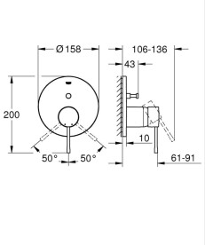Смеситель для душа Grohe Essence встраиваемый на 2 выхода холодный рассвет матовый 24167GN1
